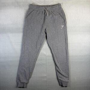 Gymshark Jogger Sweatpants Mens Small Gray Fleece Embroidered Logo Pockets
